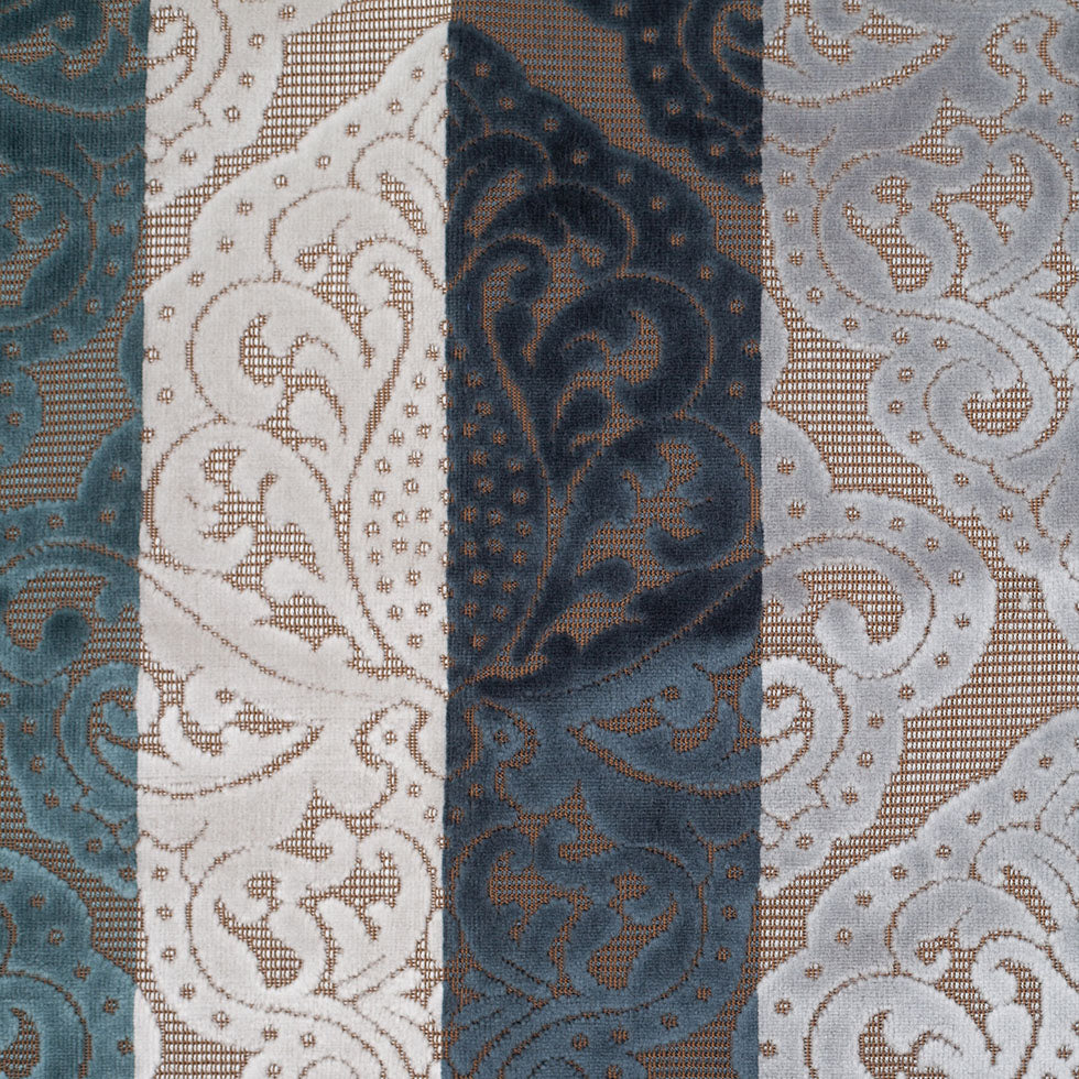 Blue/Brown Stiped Damask Cut-Out Velvet - Joann Fabrics