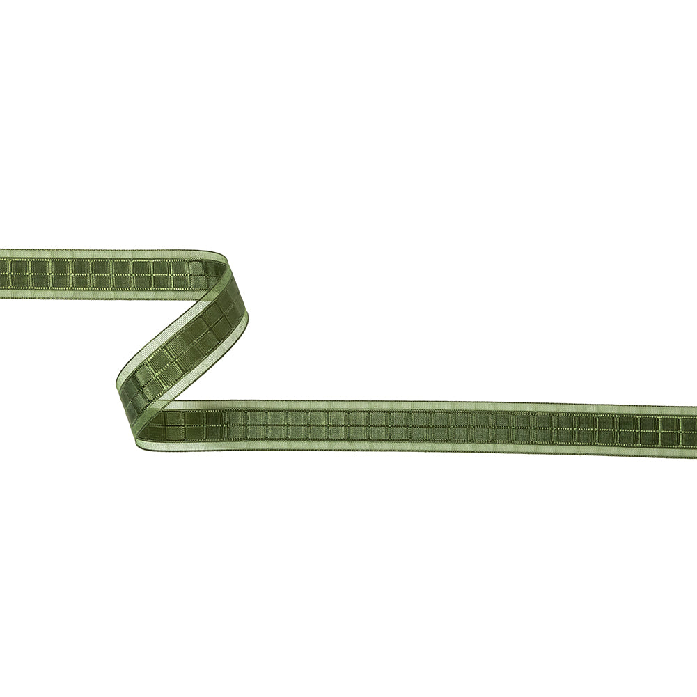 Cypress Windowpane Checks and Sheer Borders Woven Ribbon - 0.625