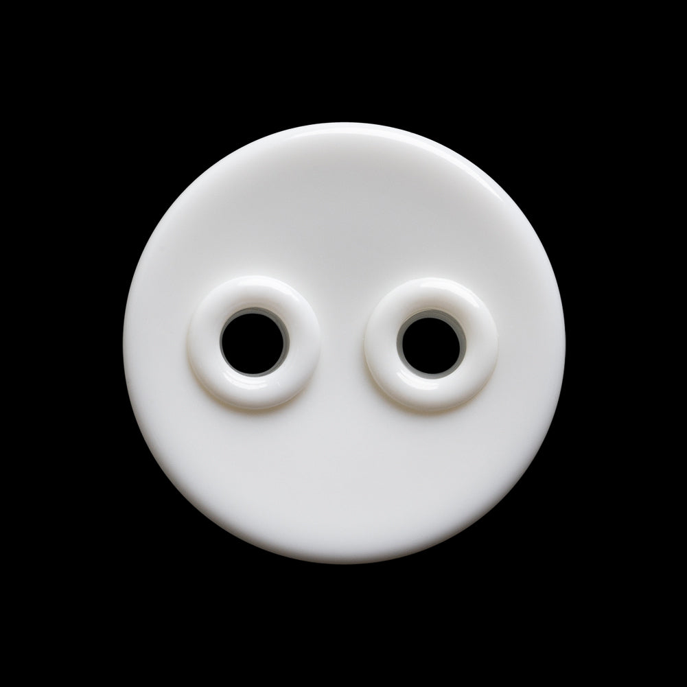 Plastic 2-Hole Button - 40L/25.5mm - White Shallow Dish with White Eyelet Holes - Joann Fabrics