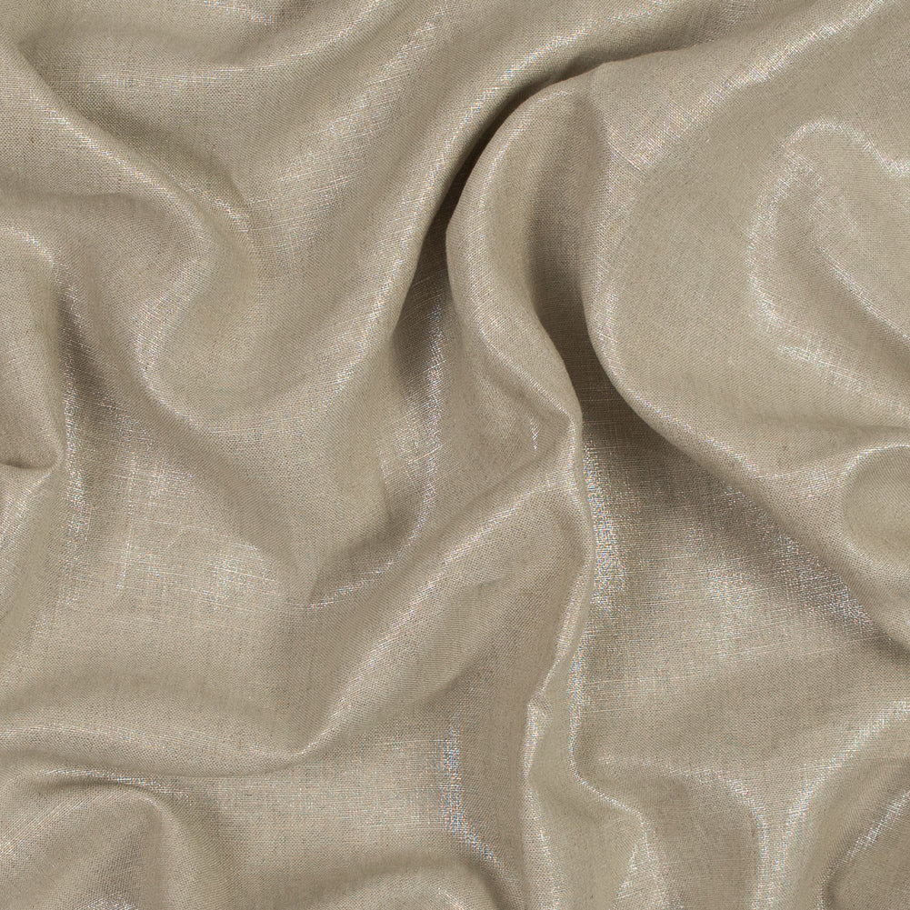 Medium Weight Linen Woven with Metallic Foiling - Oatmeal and Silver - Bianca Collection - Joann Fabrics