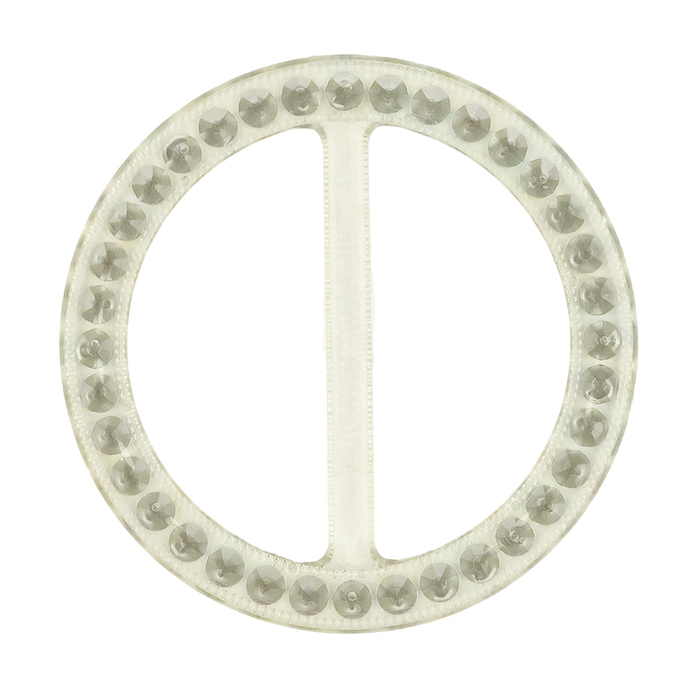 Vintage AB Crystal Rhinestones and Clear Circular Plastic Slider - 2.625