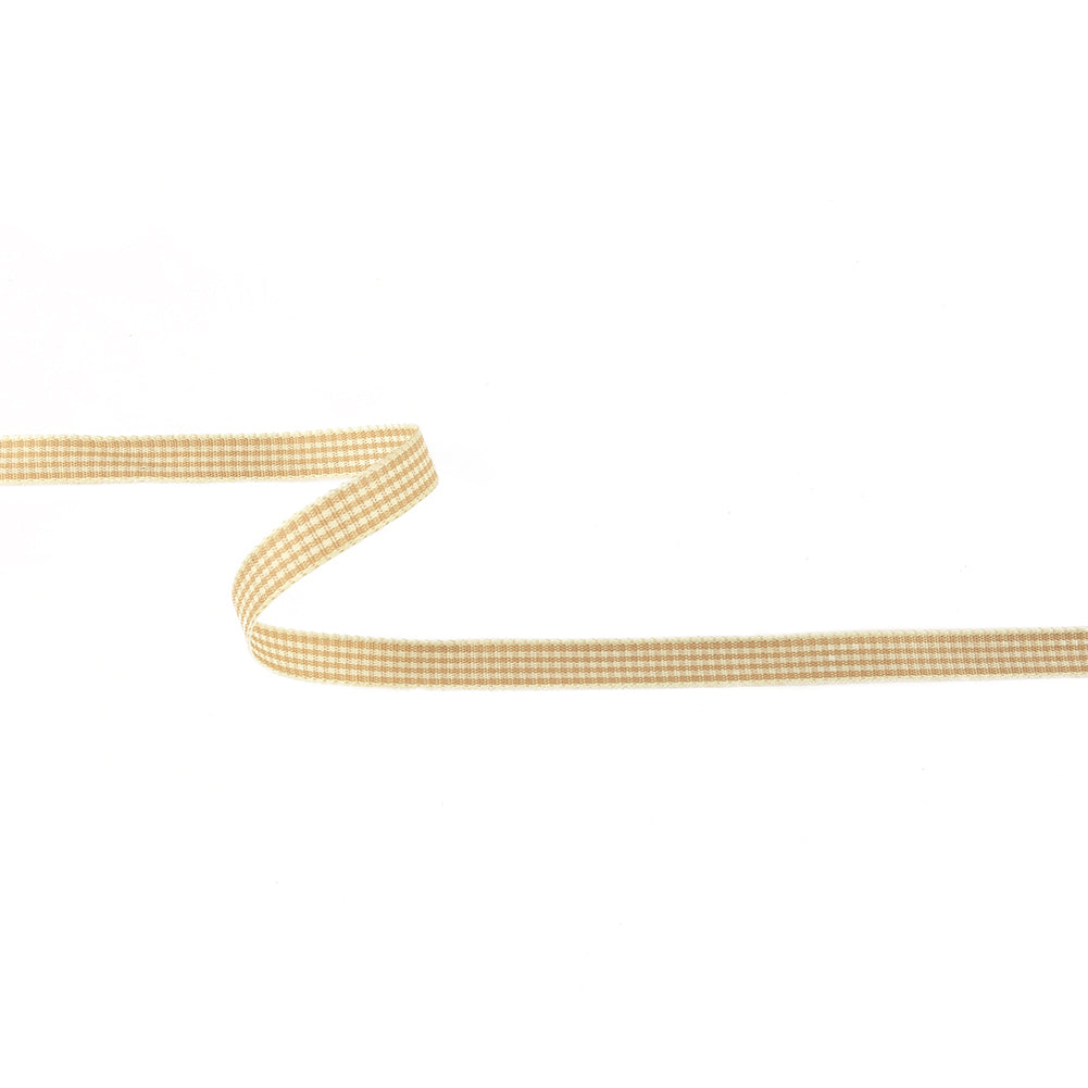 Beige and Angora Houndstooth Check Woven Ribbon - 0.375