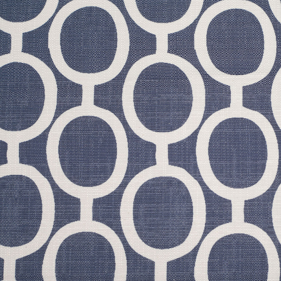Spanish Denim/White Geometric Poly/Cotton Canvas - Joann Fabrics