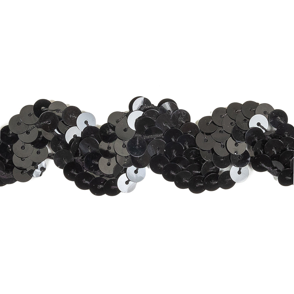 Black Sequins Ric Rac Trim - 1.125
