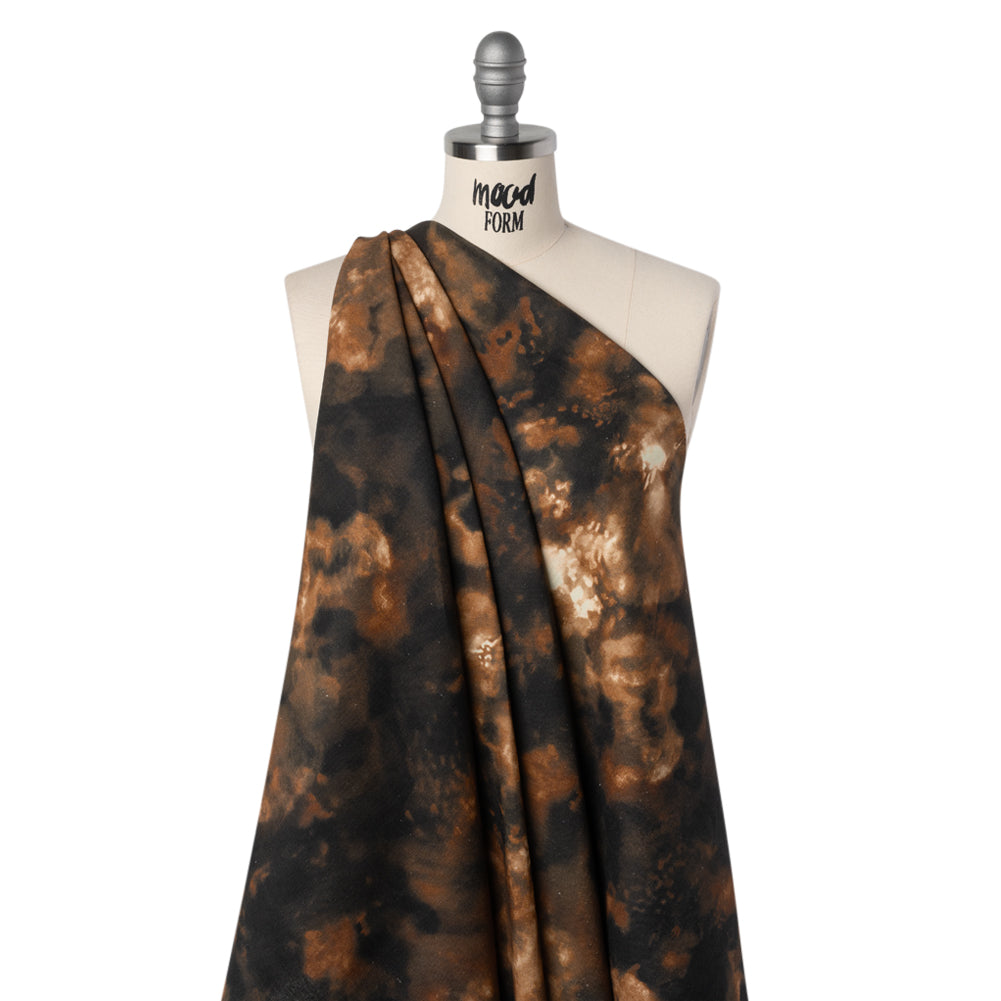 Linen and Rayon Woven - Brown and Black Abstract Splashes - Mood Exclusive Mocha Mist Print - Joann Fabrics