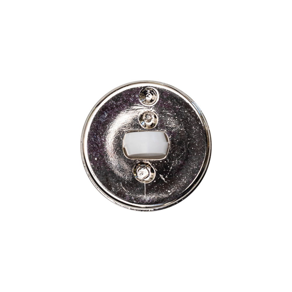 Italian White and Silver Round 2-Piece Shank Back Button - 30L/19mm - Joann Fabrics