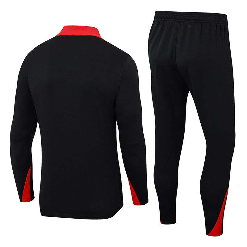 2024-2025 Liverpool Half-Pull Training Suit Black Jersey 1:1 Thai Quality Set