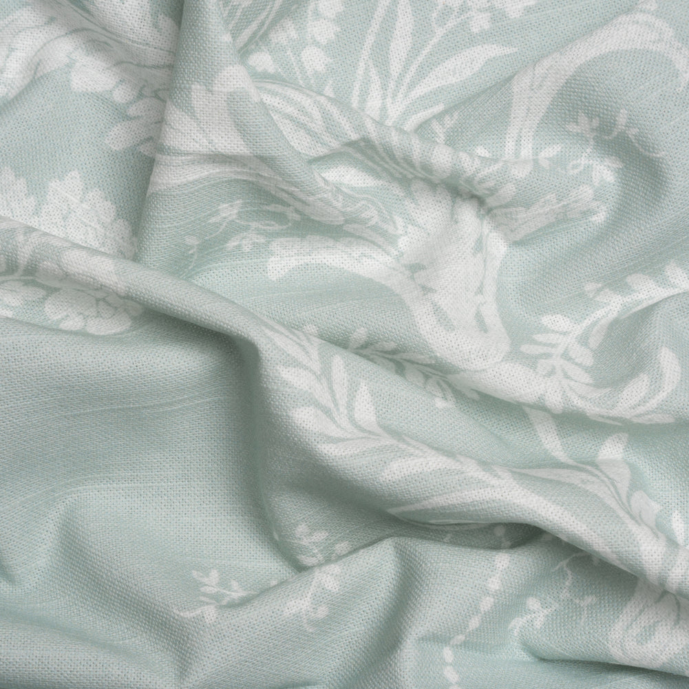 Cotton Canvas Print - Duckegg Scrolls and Leaves - British Imported - Joann Fabrics