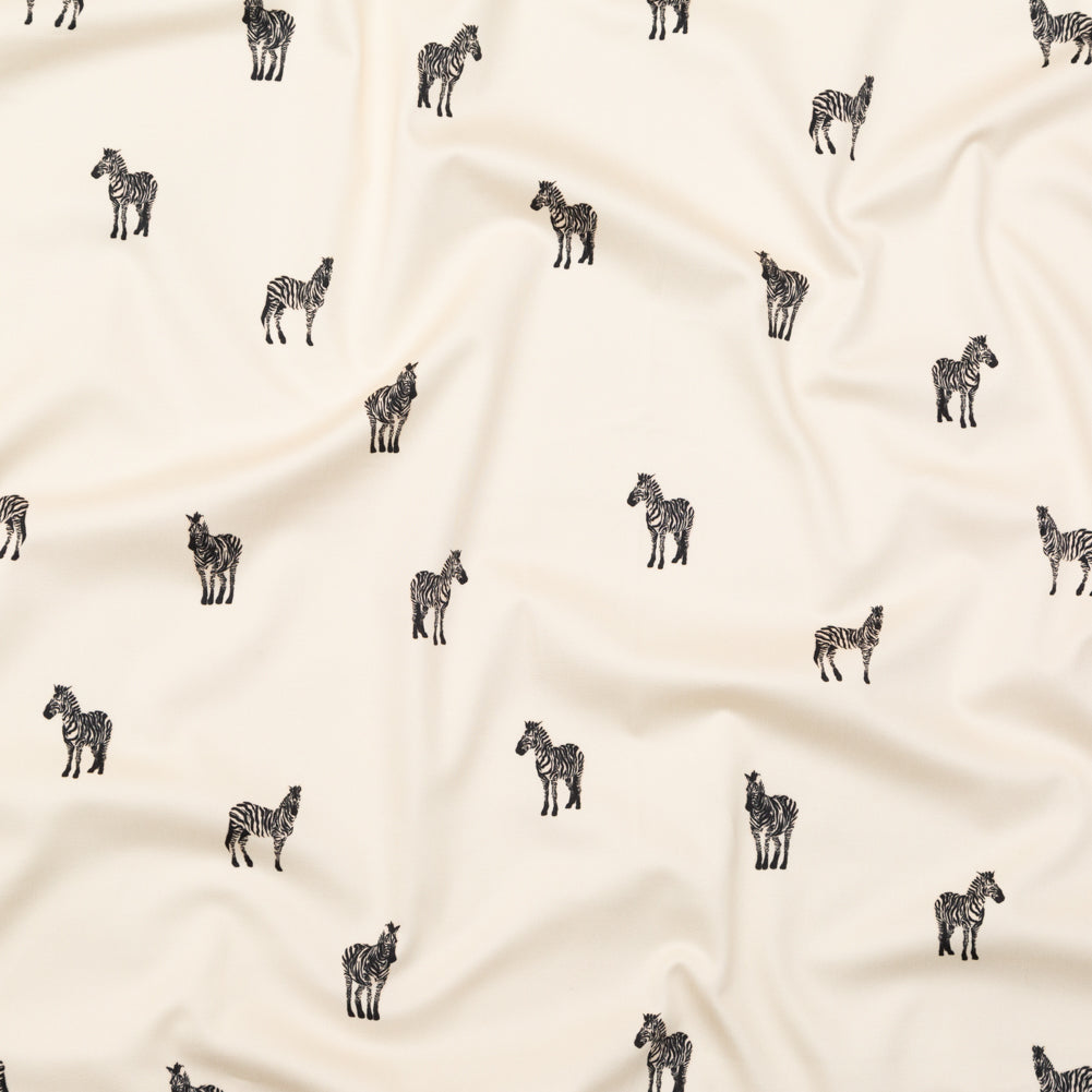 Stretch Cotton Sateen - White Zebras - Passing Interest Print - Mood Exclusive Kenko Collection - Joann Fabrics