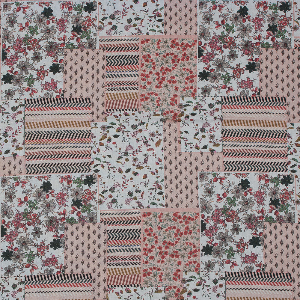 Cotton Voile - Pink Floral Patchwork - Tulsi's Worship Print - Mood Exclusive Surya Collection - Joann Fabrics