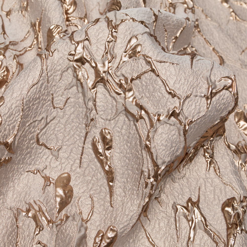 Beige and Gold Luxury Abstract Metallic Brocade - Joann Fabrics