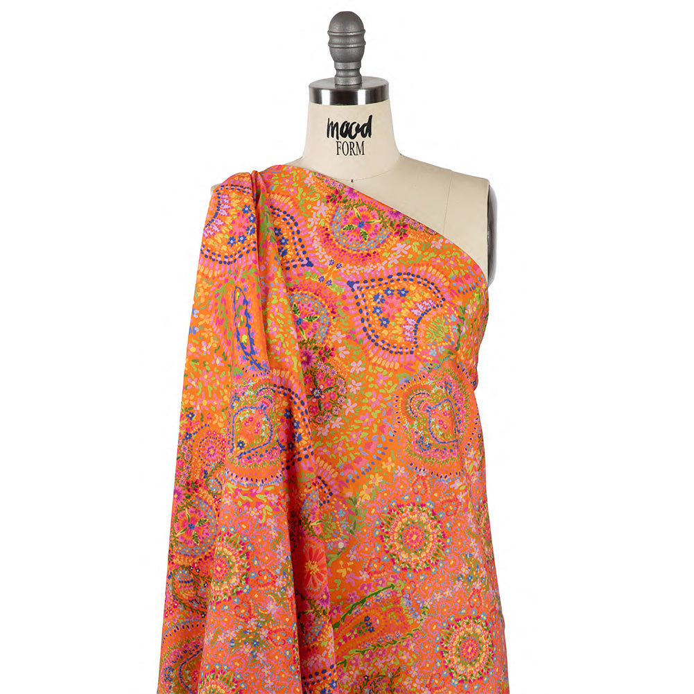 Cotton Voile - Orange Paisley - Amsterdam Market Print - Mood Exclusive Gisele Collection - Joann Fabrics