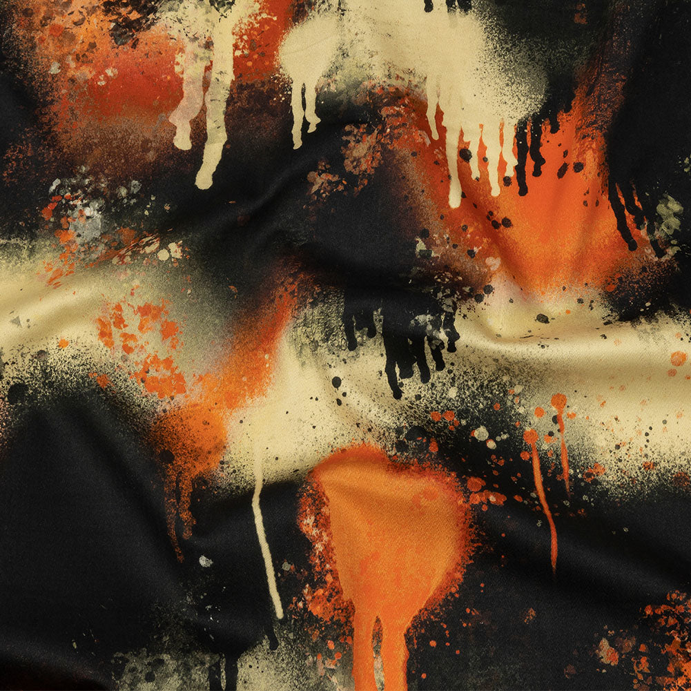 Mood Exclusive Orange Street Art Splash Stretch Cotton Sateen - Joann Fabrics