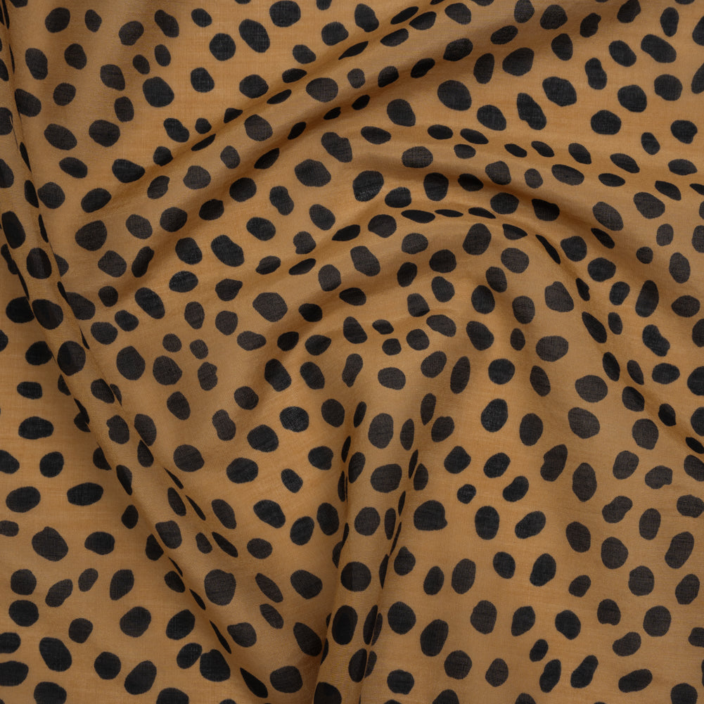Silk and Cotton Voile Print - Tan and Black Little Spots - Deadstock - Joann Fabrics
