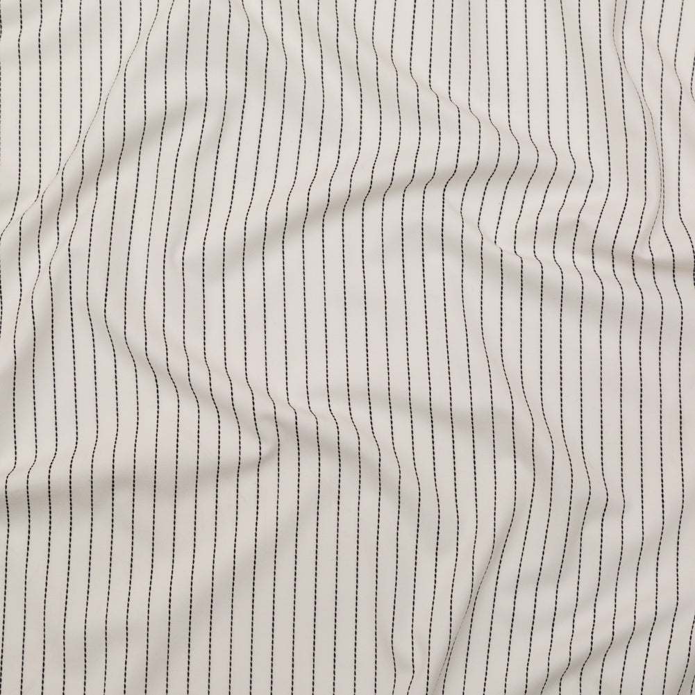 Italian White and Black Broken Chalk Stripe Stretch Woven - Joann Fabrics