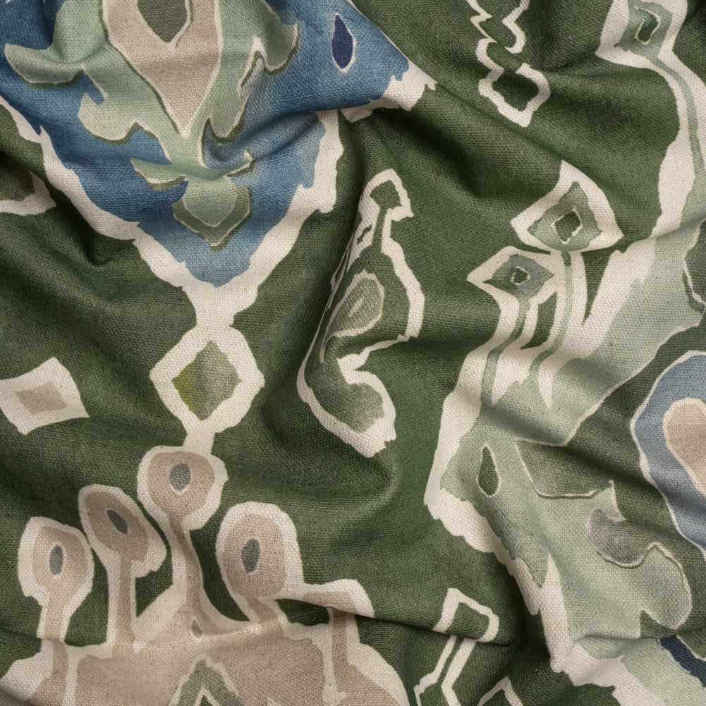 Cotton and Linen Canvas Print - Olive Painted Diamonds - British Imported - Joann Fabrics
