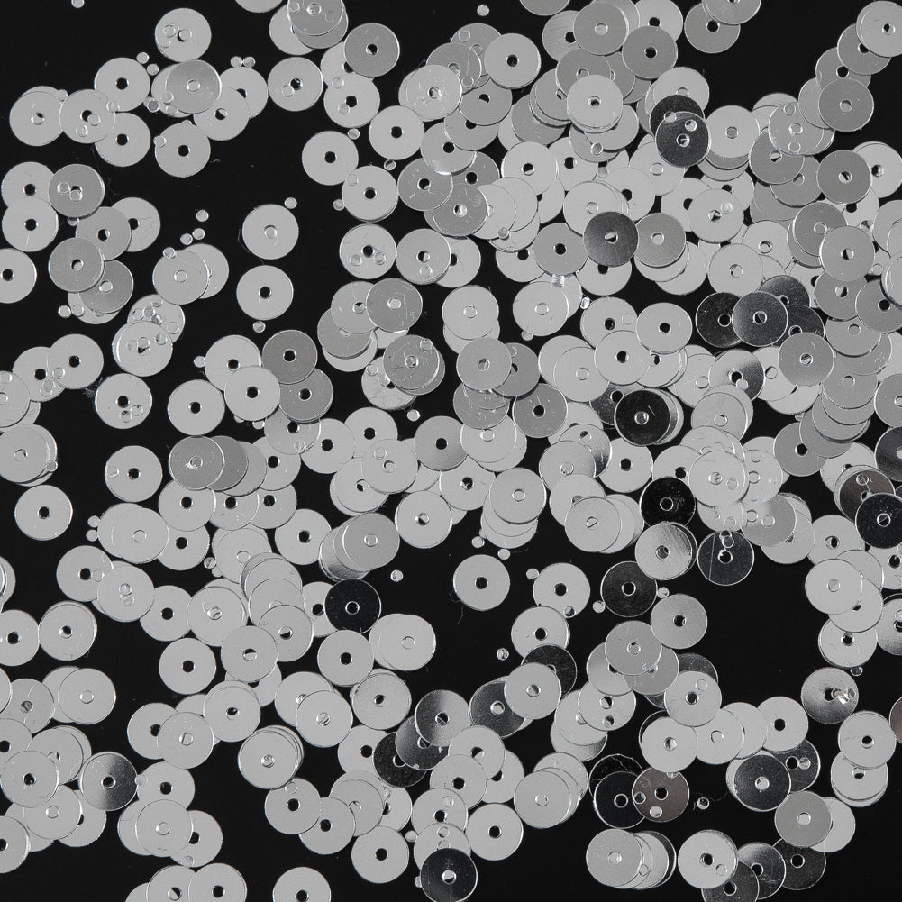Bag of Silver Color Loose Sequins with Silver Back - 6mm - Joann Fabrics