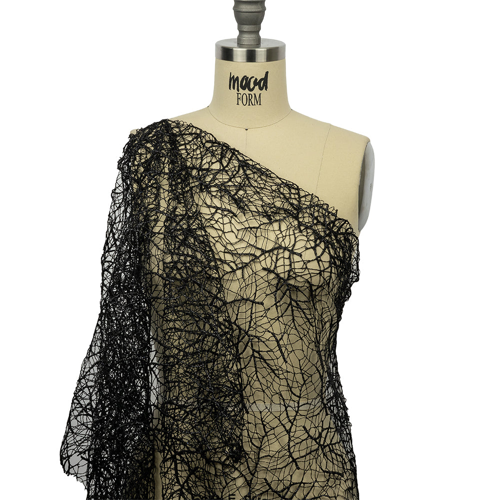 Guipure Lace with Glitter - Black Webbed Branches - Joann Fabrics