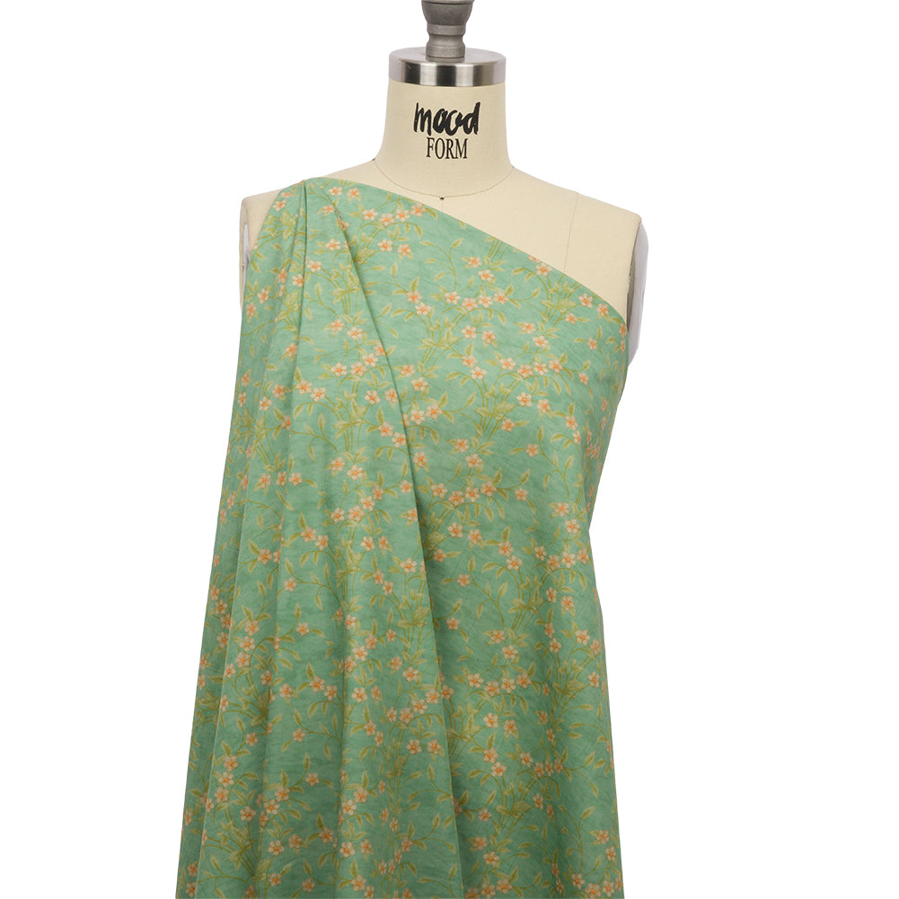 Cotton Poplin - Green and Cream Floral - Flora's Crown Print - Mood Exclusive Secret Garden Collection - Joann Fabrics