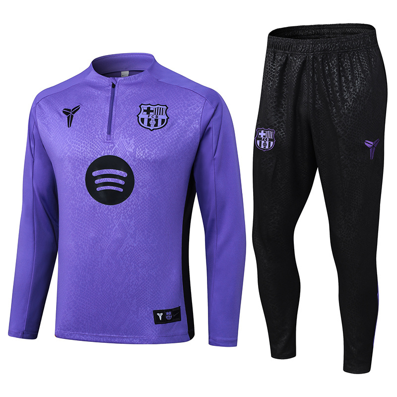 2025/2026 Barcelona Half-Pull Training Suit Purple joint edition Jersey Set