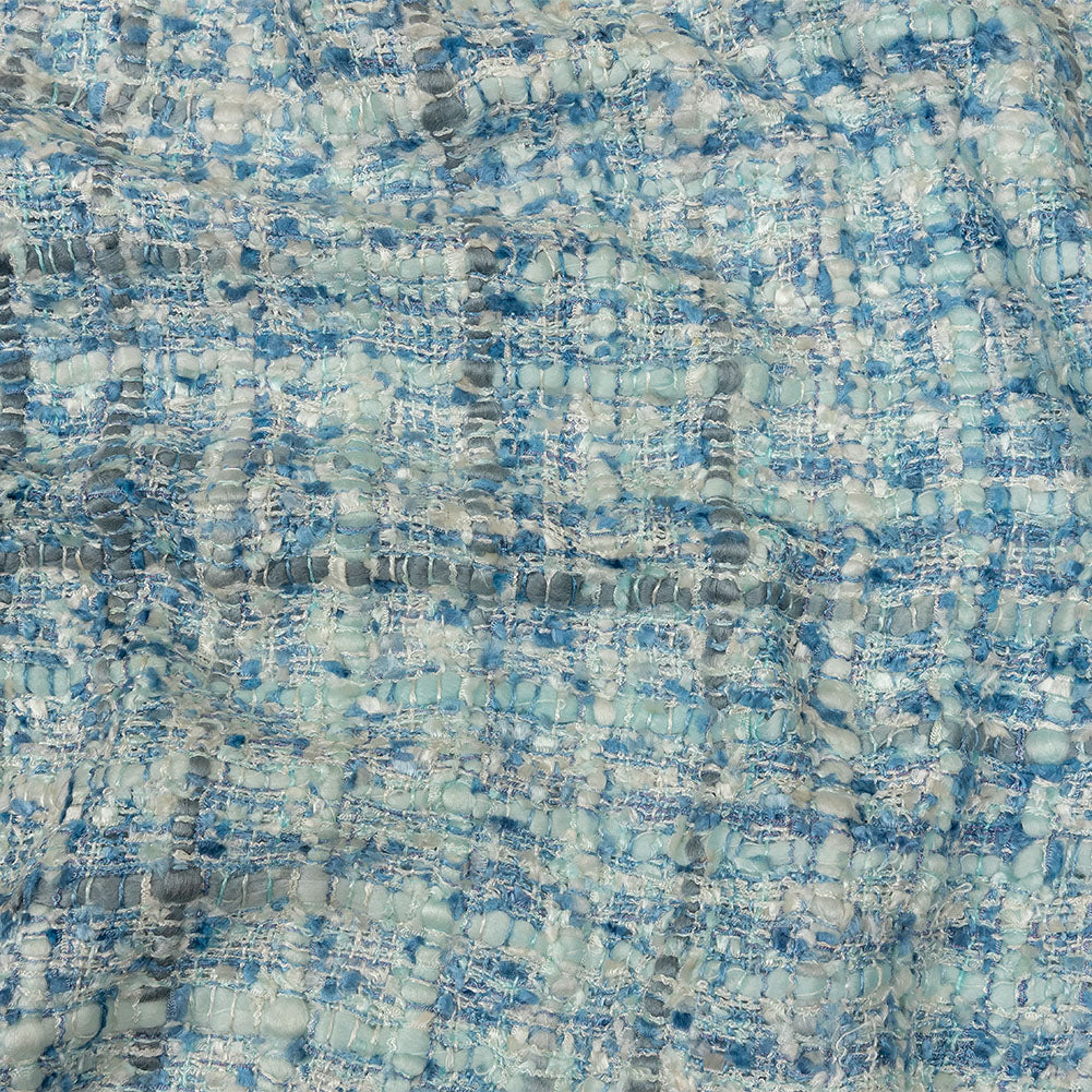 Viscose and Acrylic Chenille Tweed - Bijou Blue, White and Gray - Newcastle Collection - Joann Fabrics