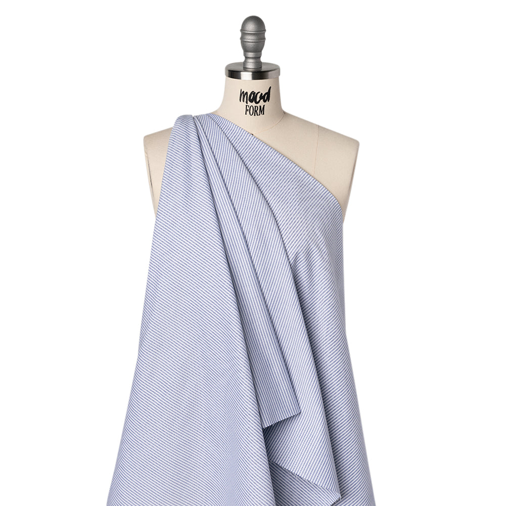 Cotton Oxford Shirting - Blue and White Candy Stripes - Deadstock - Joann Fabrics