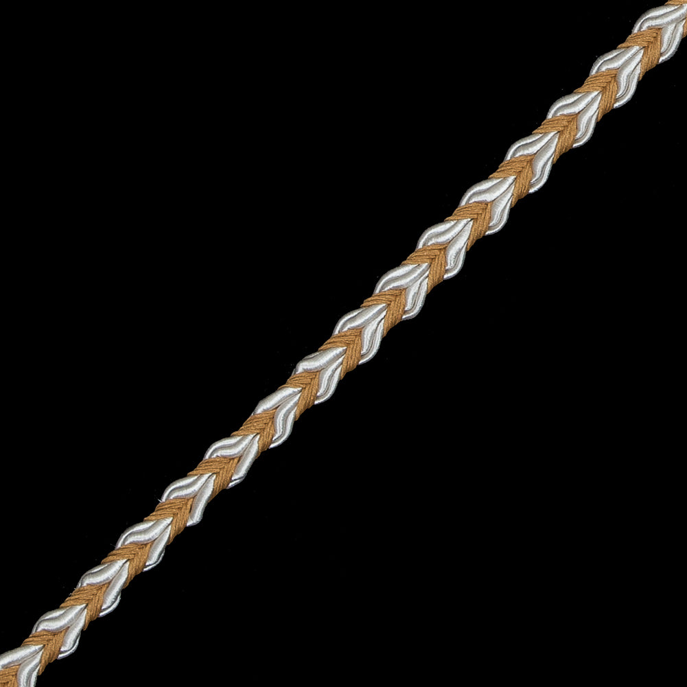 Mustard and White Two-Tone Braided Trim - 0.25