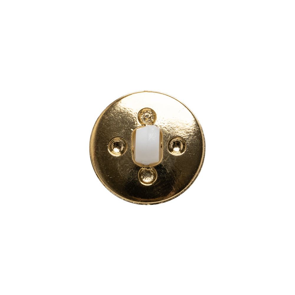 Plastic Shank Back Button - White and Metallic Gold Faceted Half Dome - 24L/15mm - Joann Fabrics