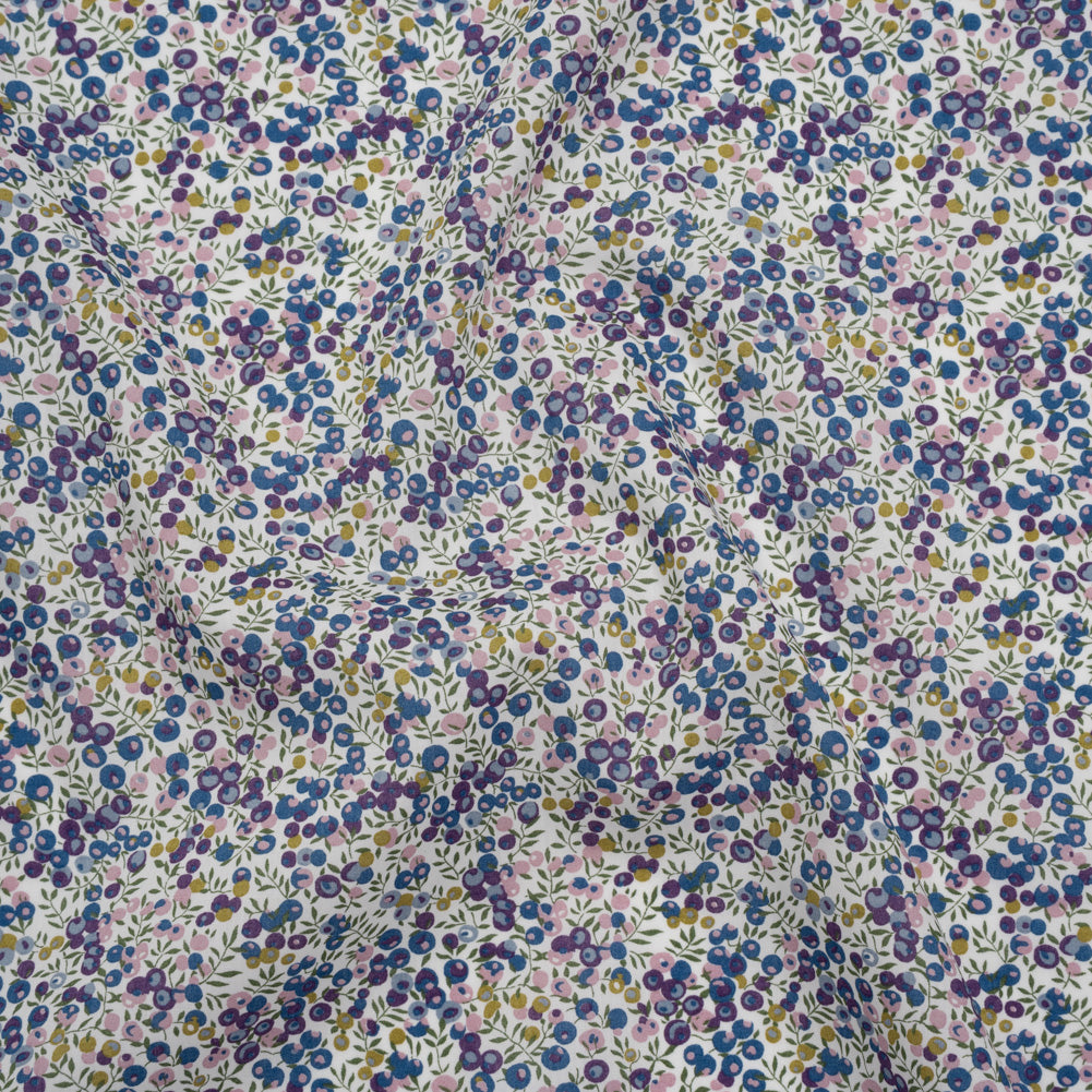Liberty Fabrics Tana Lawn® - Wiltshire Bud Purple - Royal Purple, Blue and Orchid Pink Berries and Leaves - Joann Fabrics