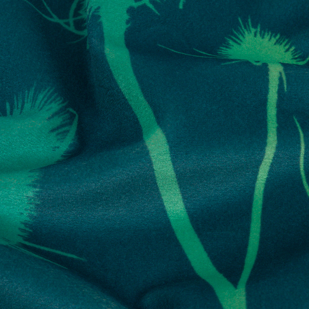 Printed Polyester Velvet - Peacock Thistle Stems - British Imported - Joann Fabrics