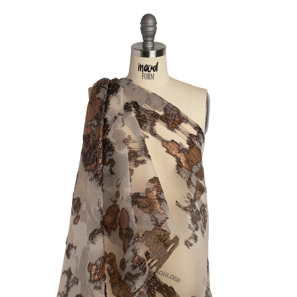 Metallic Burnout Luxury Brocade - Brown and Black Abstract - Joann Fabrics