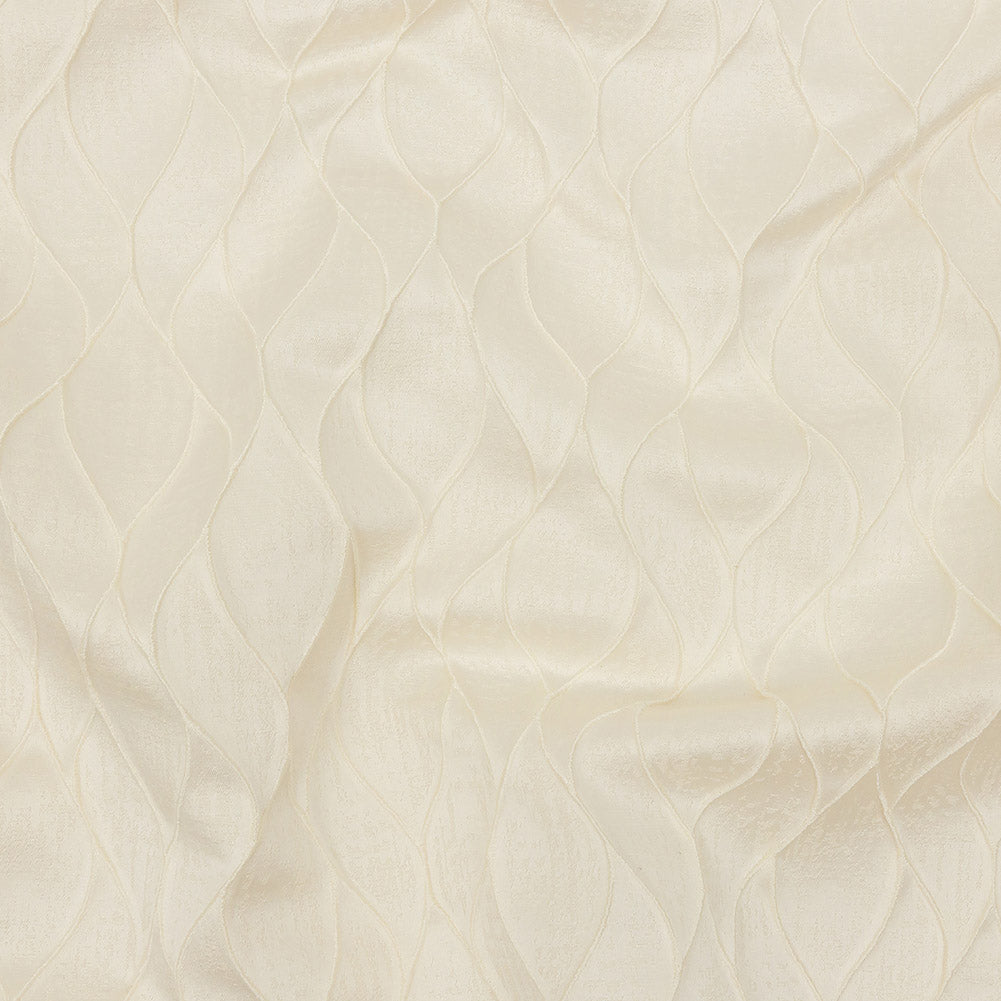 Polyester Jacquard - Ivory Leafy Lines - British Imported - Joann Fabrics