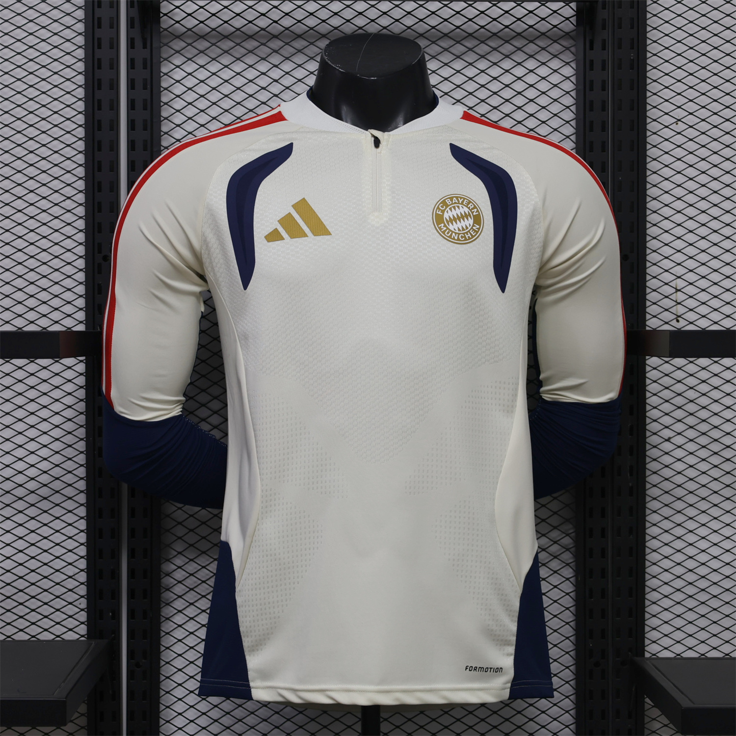 Bayern Munich 26-27 Off-White Long Sleeves Training Jersey - Player Version - UnitedFutballJersey