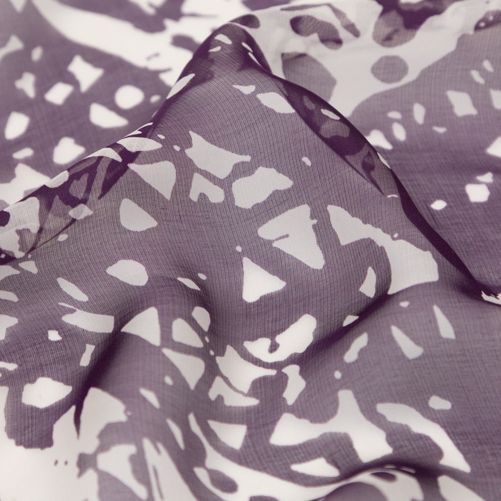 Blackberry Wine and Pumice Stone Abstract Silk Chiffon - Joann Fabrics