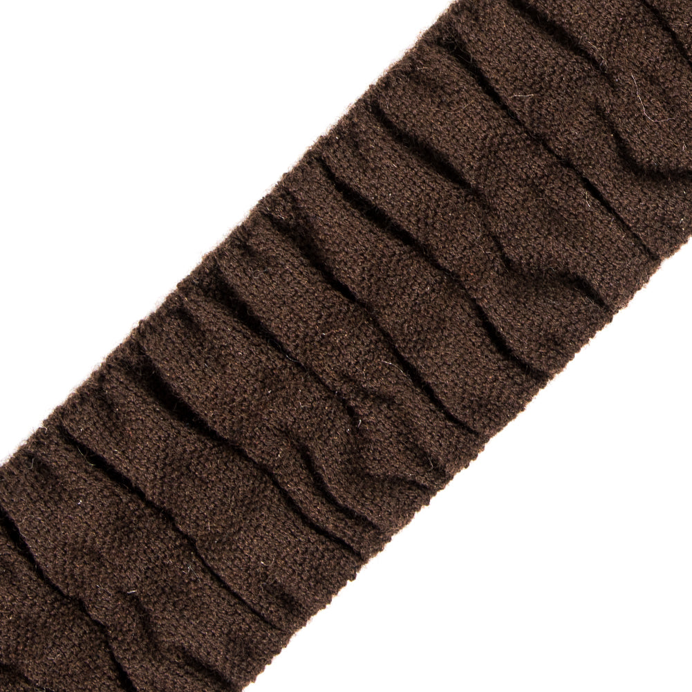 Italian Dark Brown Ruched Stretch Wool Trimming - 1.5