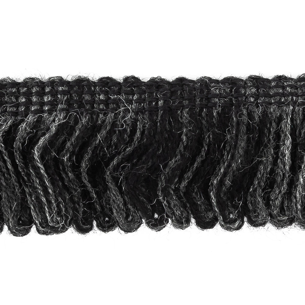 Black, Charcoal and Light Gray Fuzzy Acrylic Fringe Trimming - 1.5