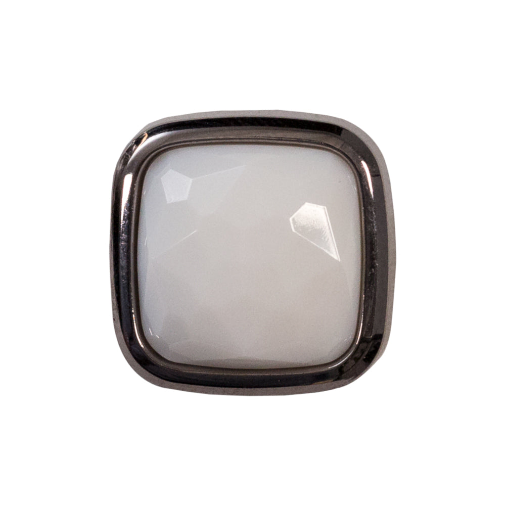Italian White and Gunmetal 2-Piece Plastic Button - 30L/19mm - Joann Fabrics