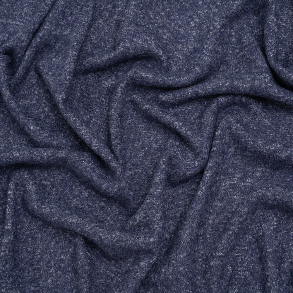 Cozy Brushed Stretch Rayon Sweater Knit - Heathered Bright Navy - Deadstock - Joann Fabrics