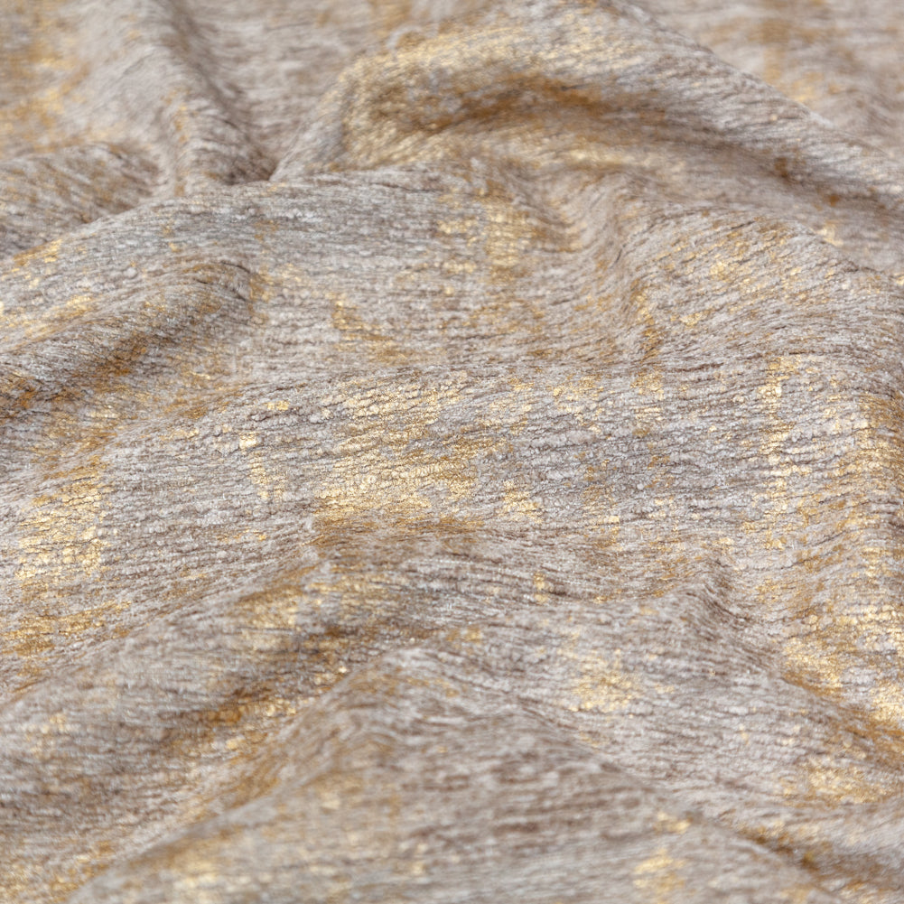 Beige Polyester Chenille with Metallic Gold Foil - Joann Fabrics