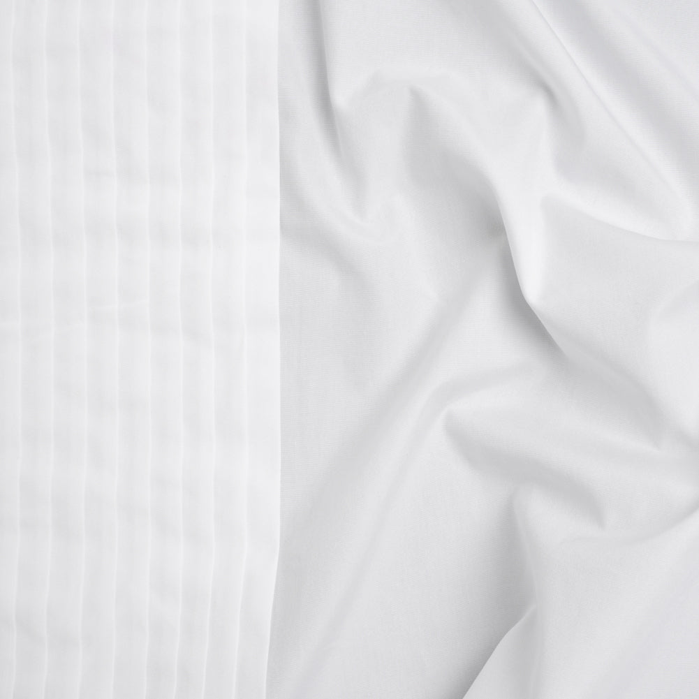 Pintucked Cotton Tuxedo Shirting - White Pintuck Stripe Border - Deadstock - Joann Fabrics