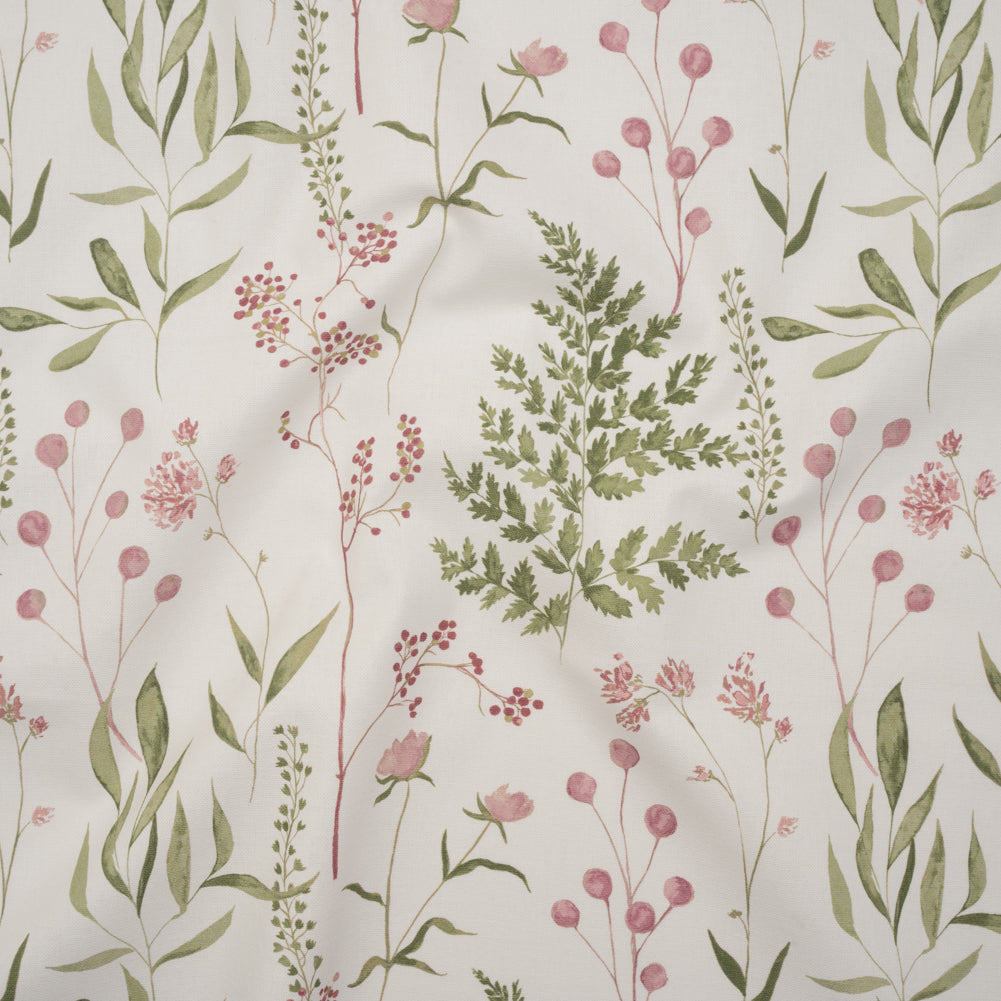 Printed Cotton Canvas - Peony Painted Wildflowers and Leaves - British Imported - Joann Fabrics