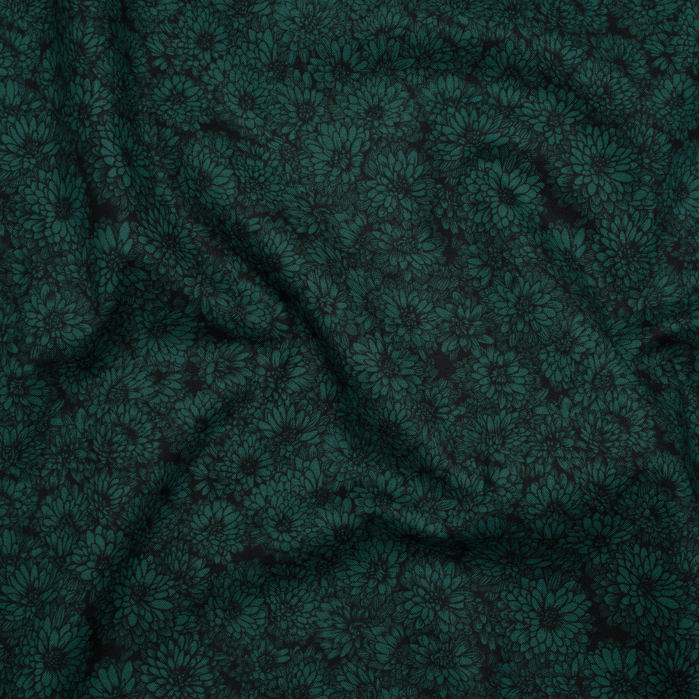 Printed Quilting Cotton by Anna Maria Textiles for Northcott - Seaweed Mums Floral - Indelible Collection - Joann Fabrics