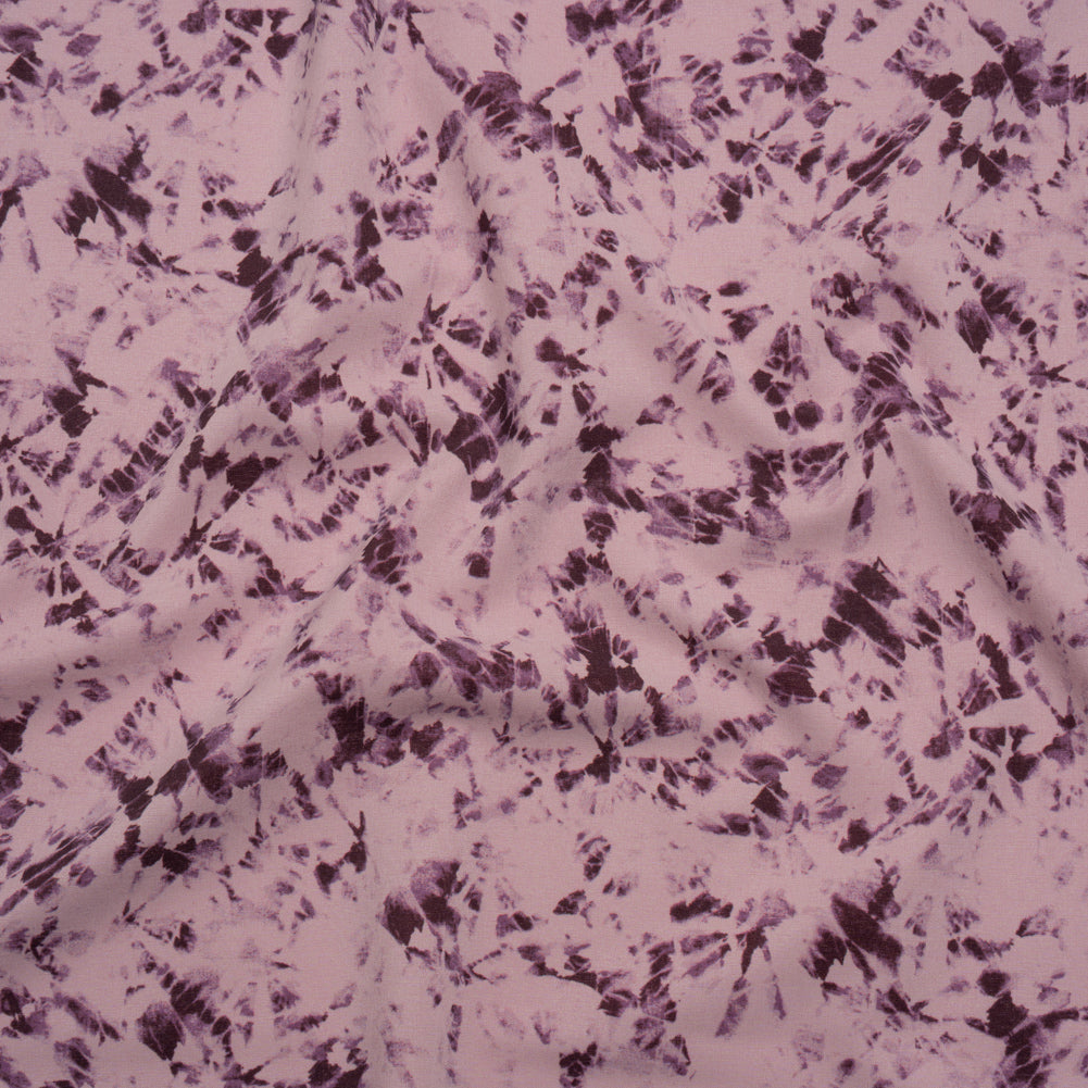 Stretch Polyester Woven - Dusty Lilac and Aubergine Abstract Tie Dye - Deadstock - Joann Fabrics