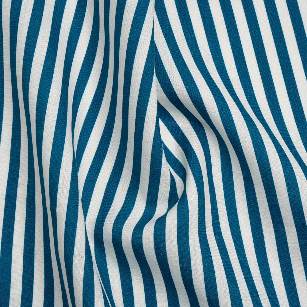Medium Weight Linen Woven - Teal Stripes - Lydia Collection - Joann Fabrics