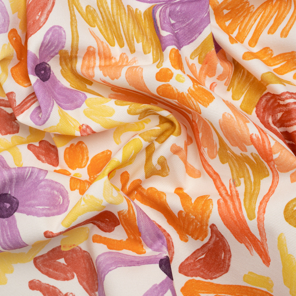 Stretch Cotton Canvas Print - Purple, Orange and Yellow Floral - Mood Exclusive Downright Dandy - Joann Fabrics