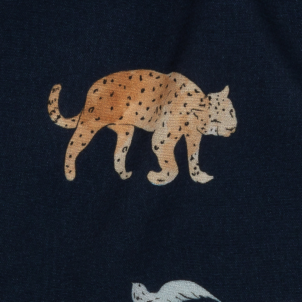Sustainable Viscose Woven Print - Navy Animals and Palm Trees - Mood Exclusive Savanna Spectacle - Joann Fabrics