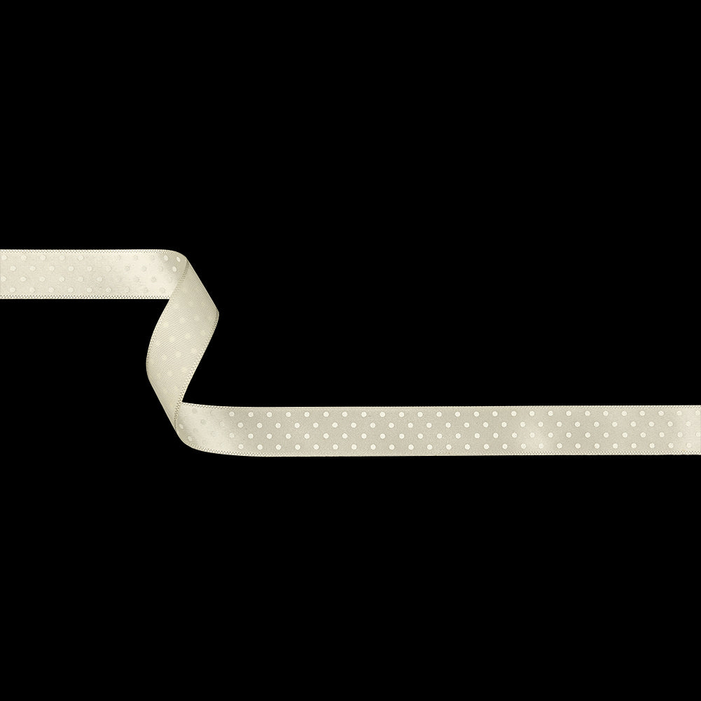 Coconut Milk and White Polka Dots Satin Ribbon - 0.625