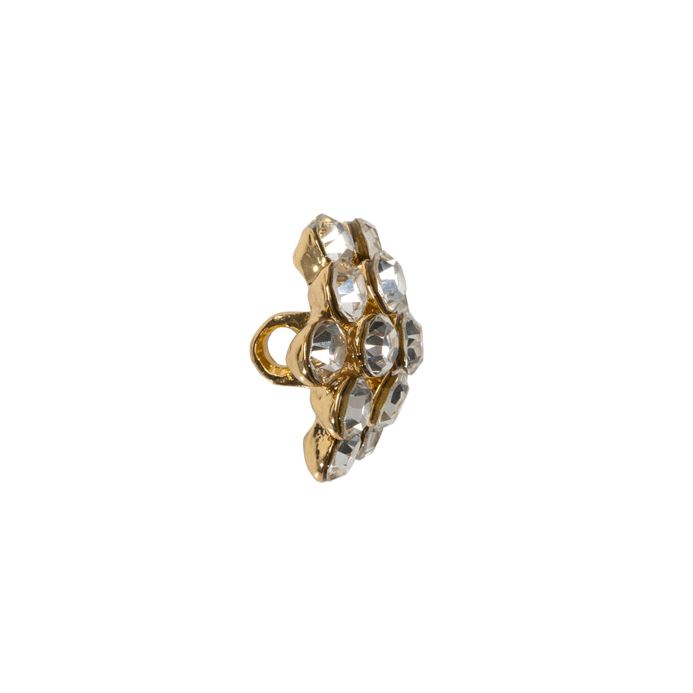 Rhinestone and Metal Shank Back Button - 24L/15mm - Crystal and Gold Rings of Stones - Joann Fabrics