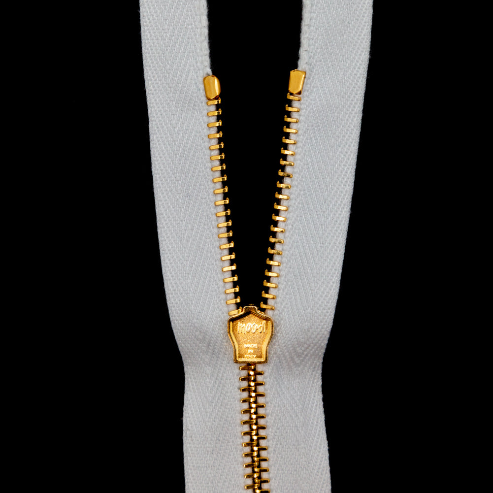 Mood Exclusive Italian White and Gold T3 Closed End Metal Zipper - 9