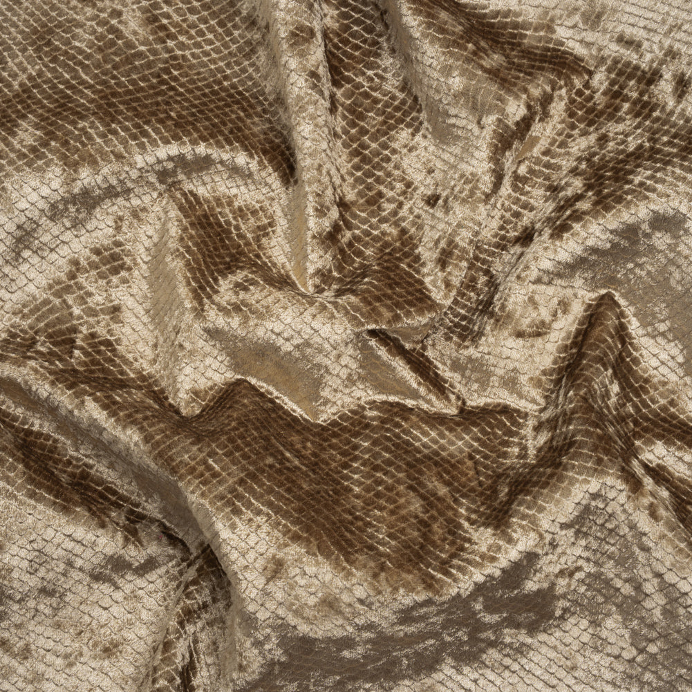 Snakeskin Embossed Polyester Crushed Velvet - Bronze - Mireia Collection - Joann Fabrics